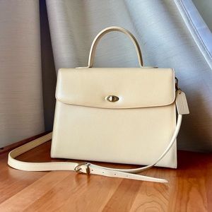 SOLD-Rare Vintage Coach Madison Copley Kelly Bag in Butter Yellow Color